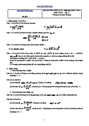 Đề thi thử học kỳ II môn Toán Lớp 11 - Năm học 2010-2011 - Đề số 8 (Có đáp án)